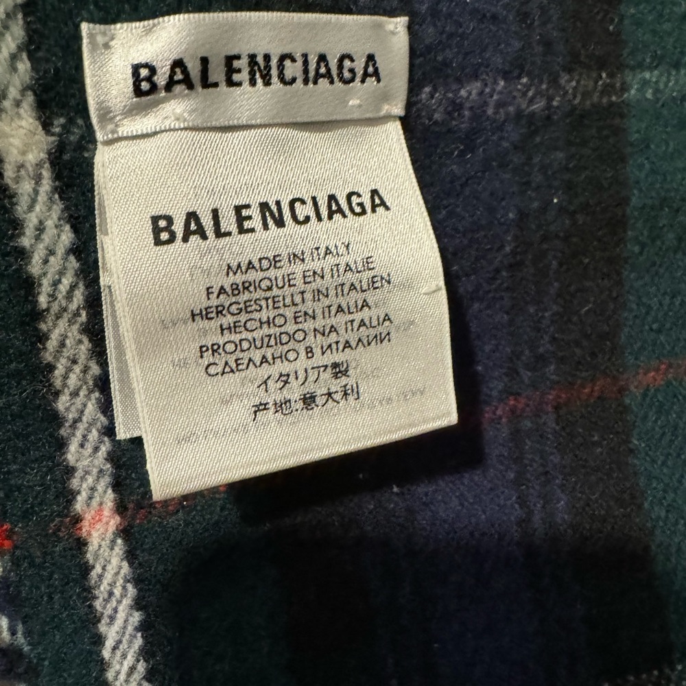 Balenciaga Multicolor Tartan Logo Scarf - Picture 7 of 8
